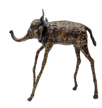 sculptuur, sculptuur, Surrealatische olifant - 28 cm - Brons