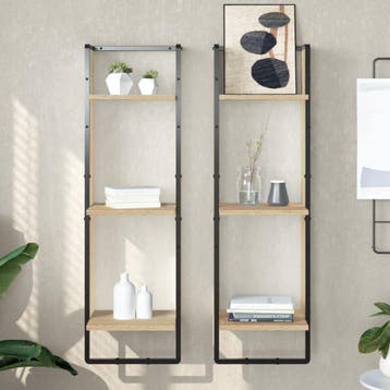 vidaXL Wandrek 3-laags 30x25x100 cm bewerkt hout sonoma, Verzenden