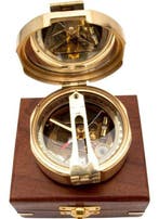 Boussole marine - Laiton - Nautisch messing Kompas in houten, Antiquités & Art