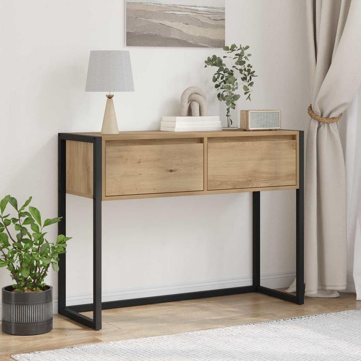 vidaXL Bijzettafel Ambachtelijk Eiken 100 x 36 x 75 cm, Huis en Inrichting, Tafels | Bijzettafels, Nieuw, Verzenden