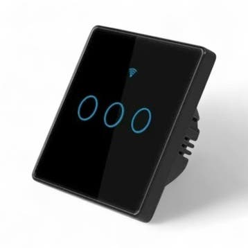 Smart WiFi Touch Lichtschakelaar zwart 3-knoppen, Verzenden