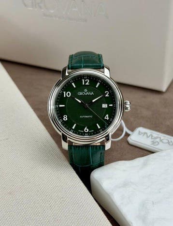 Grovana - Automatic Date Green - 1703.2531 - Homme -, Handtassen en Accessoires, Horloges | Heren, Nieuw