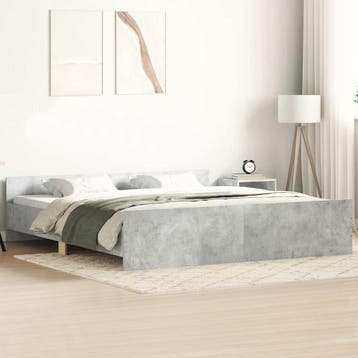 vidaXL Bedframe met hoofd- en voeteneinde betongrijs 180x200, Verzenden