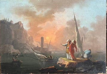 Francesco Fidanza(1747-1819) - Paesaggio con Pescatori