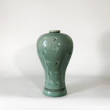 Vaas - Hoogbrandporseleinlichaam - Zuid-Korea - Celadon