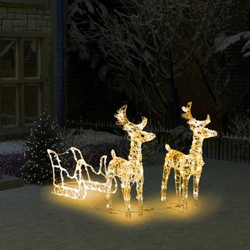 vidaXL Kerstversiering rendieren en slee 160 LEDs 130 cm, Verzenden, Nieuw