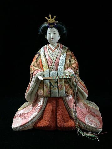 Pair of Japanese Vintage Mataro Kimekomi Hina Dolls Toguhina