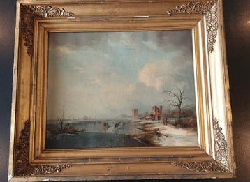 F.H. Sypkens (1813-1860) - Lac gelé patinage à Amsterdam