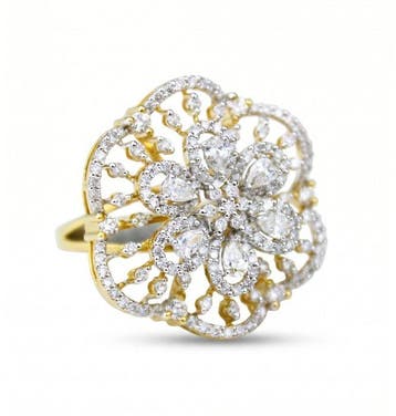 Statement ring - 14 karaat Geel goud - 1.41ct. tw. Diamant