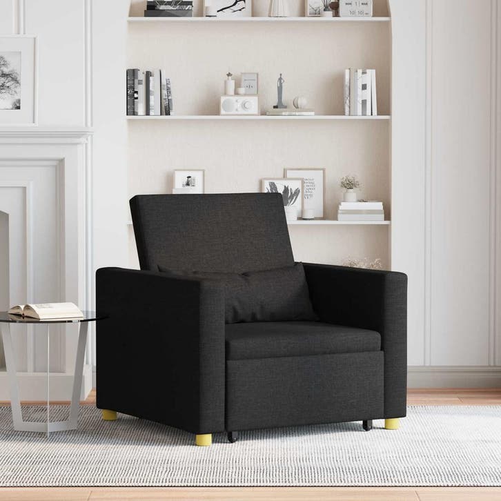 vidaXL Uittrekbare slaapbank eenpersoons Zwart 90 x 165 x 87, Maison & Meubles, Fauteuils, Envoi