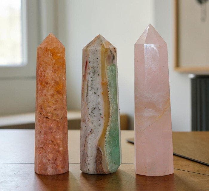 KAMR GEM Gemengde Kristalentorens - Set van 3 punten - 805, Verzamelen, Mineralen en Fossielen