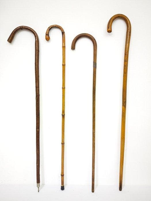 Wandelstok (4) - Kastanje - Set van 4 Staven 1940/50, Antiek en Kunst, Antiek | Overige Antiek