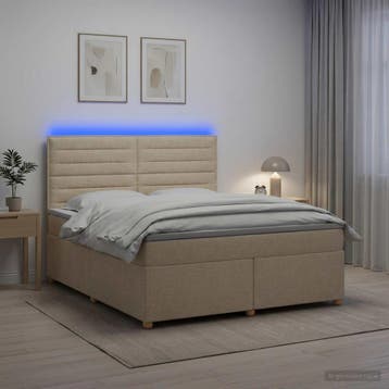 vidaXL Boxspringbed met matras Crèmekleurig 140 x 200 cm, Verzenden