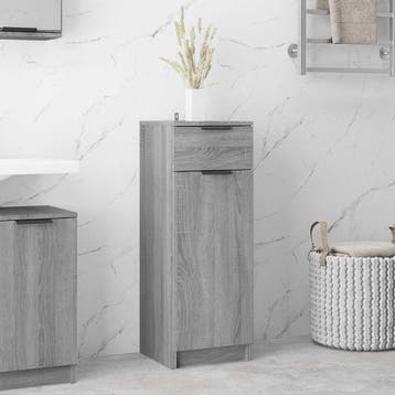 vidaXL Badkamerkast 32x34x90 cm bewerkt hout grijs sonoma, Verzenden