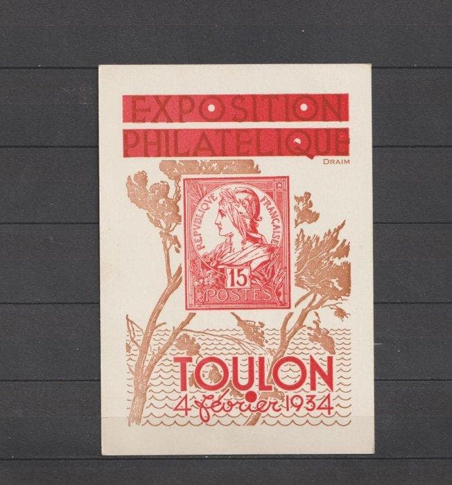 Frankrijk 1934 - officiële Toulon-expo-kaart met, Postzegels en Munten, Postzegels | Europa | Frankrijk