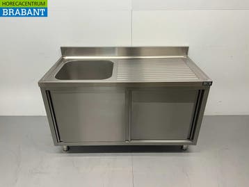 RVS Spoeltafel spoelbak 2 schuifdeuren Premium-line 140 cm, Ophalen of Verzenden, Nieuw in verpakking