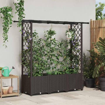 vidaXL Verhoogd Bed met Trellis en Dak Bruin 162,5 x 40 x, Verzenden, Nieuw