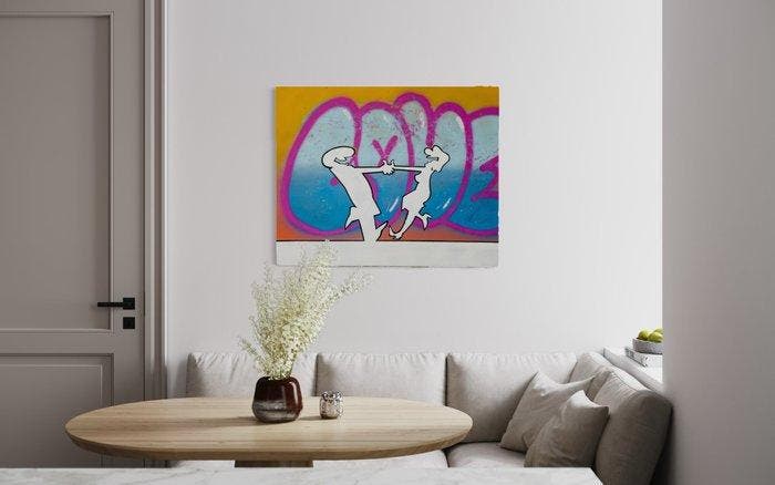 AIIROH - La Linea - Happy Couple [100% handmade], Antiquités & Art, Art | Peinture | Moderne