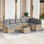 vidaXL Tuinbank Set met kussen met opslag 9 pcs Beige Poly, Tuin en Terras, Verzenden, Nieuw