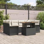 vidaXL Tuinbank Set met opslag 7 pcs Zwart Poly rattan, Verzenden