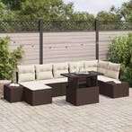 vidaXL Tuinbank Set met opslag 8 pcs Bruin Poly rattan, Tuin en Terras, Verzenden, Nieuw