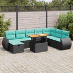 vidaXL 9-delige Loungeset met kussens poly rattan acacia, Tuin en Terras, Tuinsets en Loungesets, Verzenden, Nieuw, Loungeset