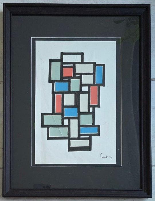 Siep Van Den Berg (1913-1998) - Geometrische compositie, Antiquités & Art, Art | Objets design