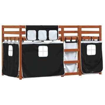 vidaXL Stapelbed met gordijnen 80x200 cm grenenhout wit en, Verzenden