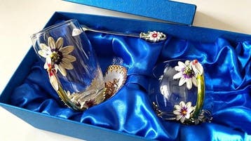 Swarovski - Beker (2) - Glas, Emaille, Metaal, Antiek en Kunst