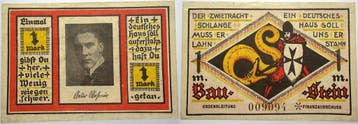 1 Mark Baustein o J duitse Serienscheine Marienburg, Jung..., Verzenden