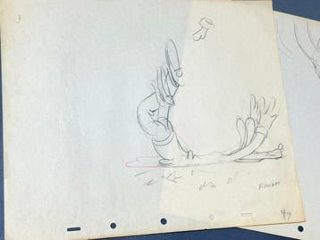 Walt Disney - 2 × dessins de production vintage de Goofy, Nieuw