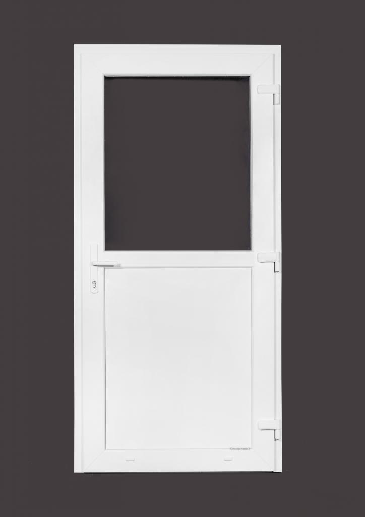 PVC Deur 1/2 glas Basic Plus b98xh204 cm wit, Bricolage & Construction, Fenêtres & Moustiquaires, Enlèvement ou Envoi