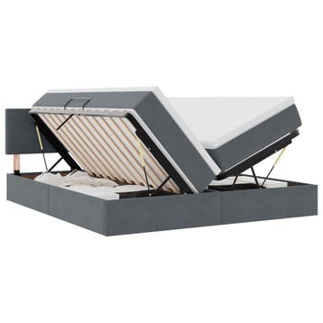 vidaXL Opbergbed 2 st Donkergrijs 200 x 200 cm Velvet, Verzenden