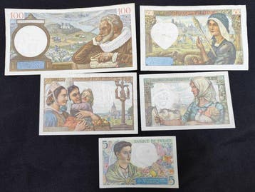 Frankrijk. - 5 banknotes - Various Dates (Zonder
