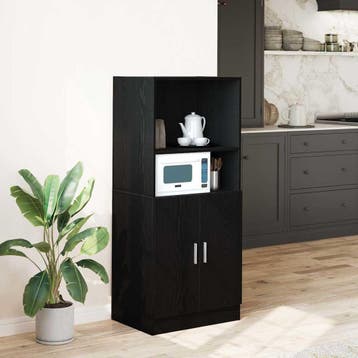 vidaXL Keukenkast 57x41,5x131,5 cm bewerkt hout zwart, Verzenden, Nieuw