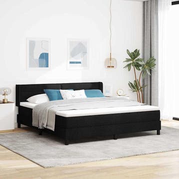 vidaXL Boxspring bed met hoofdeinde Zwart 200 x 180 cm Stof, Verzenden