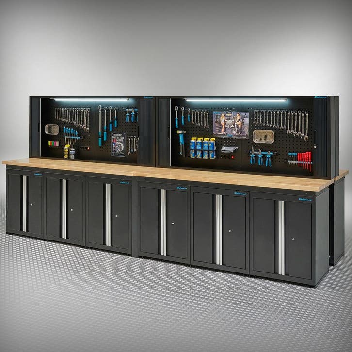 Datona Werkbank PRO eiken - 12 opbergkasten - 4, Doe-het-zelf en Bouw, Werkbanken, Ophalen of Verzenden