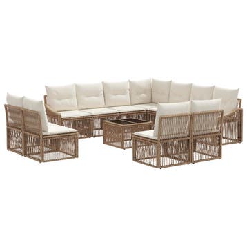 vidaXL Tuinbank Set 12 pcs Beige poly rattan, Jardin & Terrasse, Verzenden