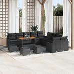 vidaXL Tuinbank Set met kussen met opslag 14 pcs Zwart, Tuin en Terras, Verzenden, Nieuw