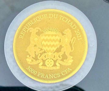 Tchad. 3000 Francs Springbok , oro 1/500 Oz (.999) (Sans