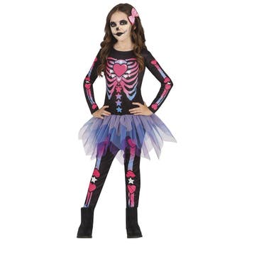Skelet Halloween Kostuum Meisje Roze, Verzenden, Nieuw