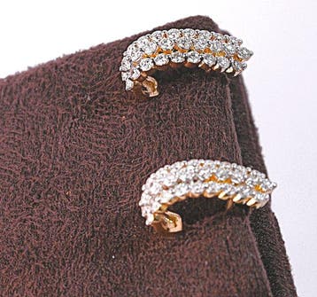 Boucles doreilles - 14 carats Or jaune, Plaqué rhodium -
