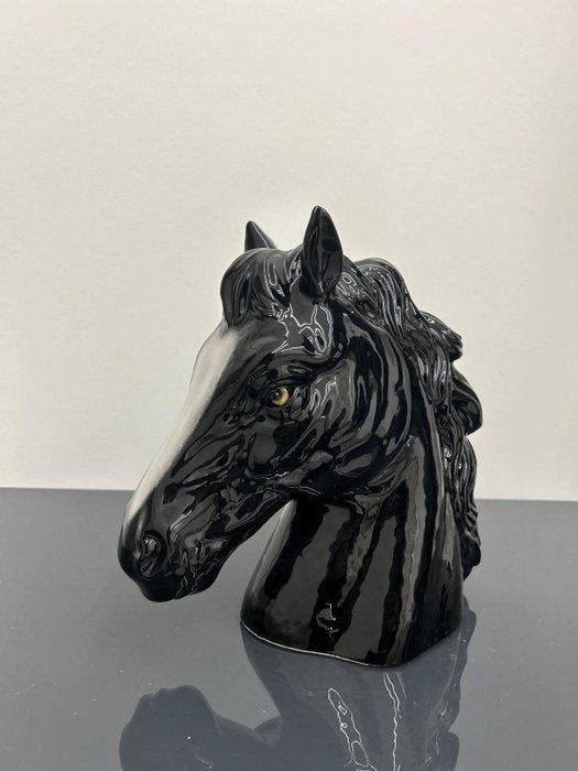 Beeld, Cavallo Nero - 30 cm - Keramiek, Antiquités & Art, Curiosités & Brocante
