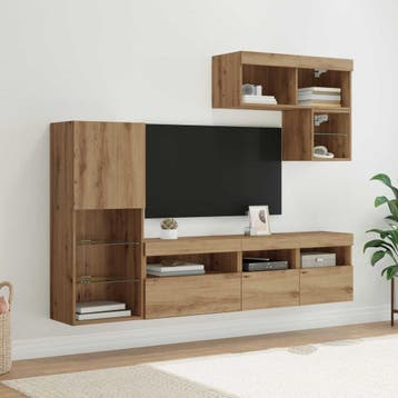 vidaXL TV Wandmeubels 6 st Artisan Eiken Bewerkt hout, Verzenden