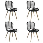 Rattan Stoelen 4st | Retour deal -35% | NU KOPEN, Verzenden, Zwart, Zo goed als nieuw, Vier