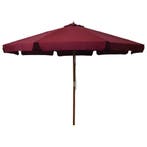 vidaXL Parasol met houten paal 330 cm bordeauxrood, Verzenden