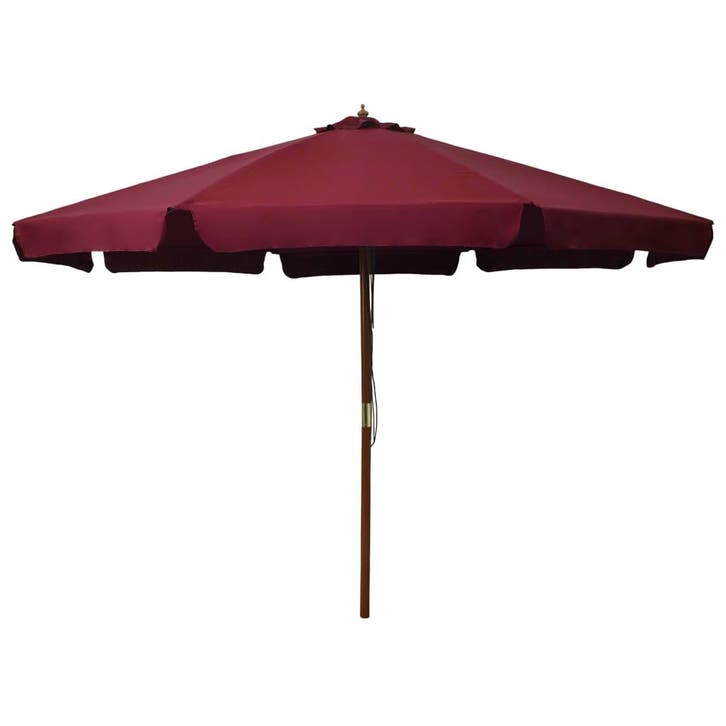 vidaXL Parasol met houten paal 330 cm bordeauxrood, Tuin en Terras, Parasols, Nieuw, Verzenden