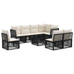 vidaXL Tuinbank Set 9 pcs Zwart poly rattan, Verzenden