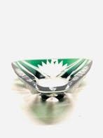 Val Saint Lambert - Bol - Green Cut Crystal Triangular Bowl, Antiquités & Art