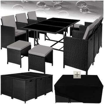 Wicker zitgroep Malaga 6+4+1 met beschermhoes, Tuin en Terras, Verzenden, Nieuw